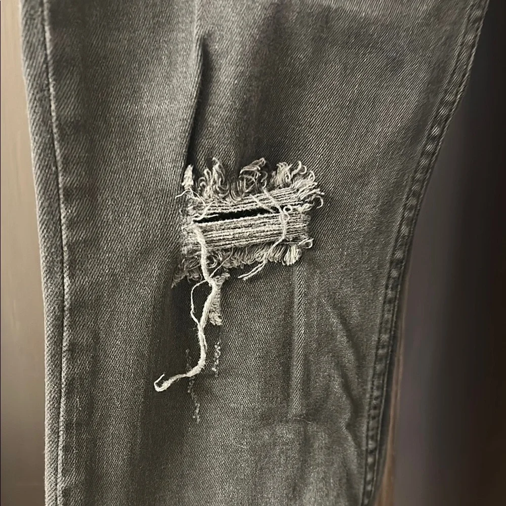 Free People Distressed Black Jeans with Frayed Hem - Picture 3 of 5